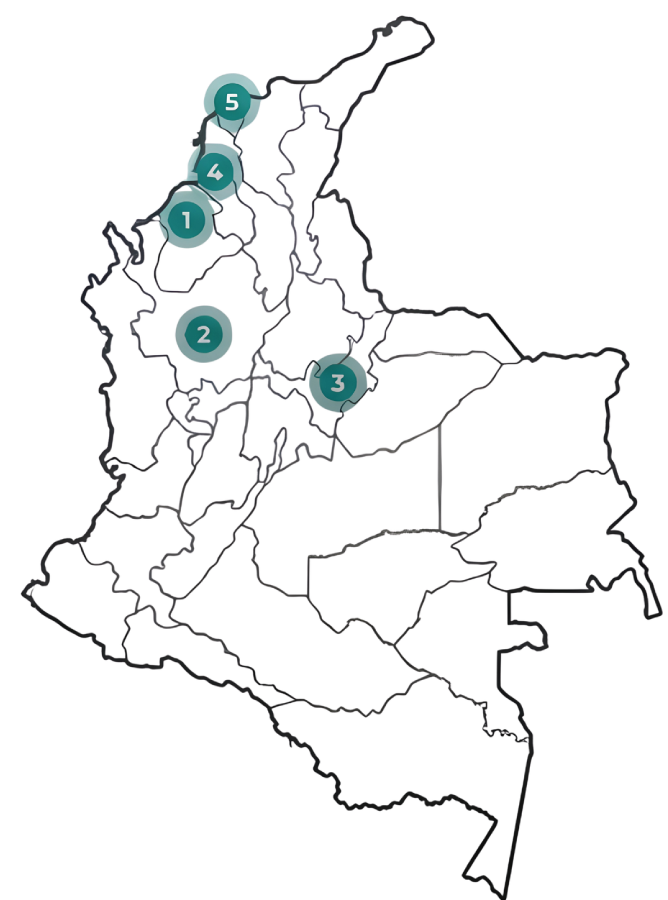 Mapa de Colombia con Rellenos Sanitarios